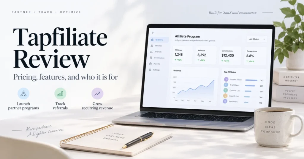 Tapfiliate affiliate program dashboard for tracking referrals and commissions