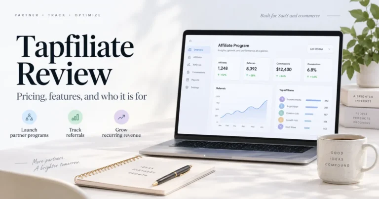Tapfiliate affiliate program dashboard for tracking referrals and commissions